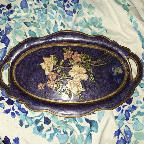 Vintage Other - Vintage Solid Brass Floral Tray